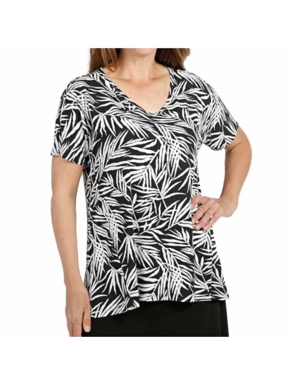 NEW Kim & Co Black White Brazil Knit Top T-shirt - XL